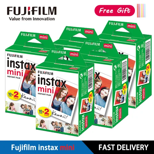 10/20/40/80/200 hojas Fujifilm instax Mini 11 12 9 7 + 90 3 pulgadas películas de borde blanco para Mini cámara instantánea 25 50s 90 papel fotográfico