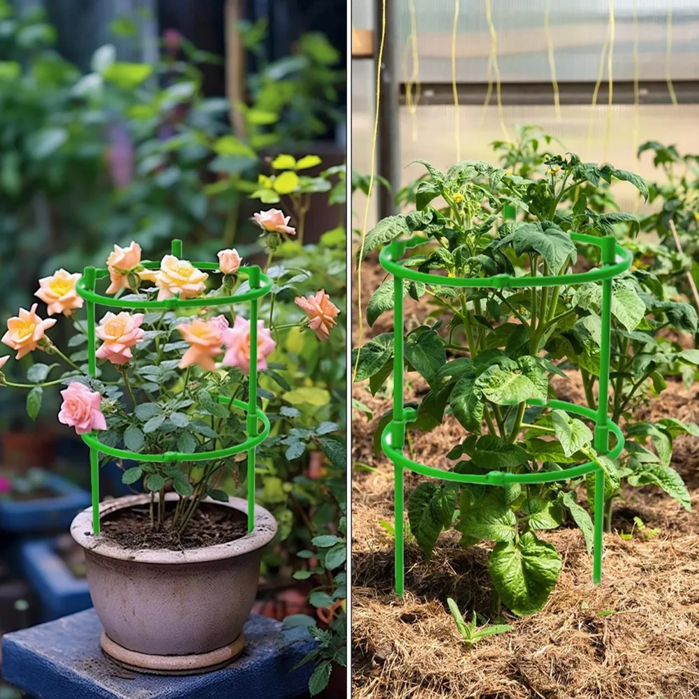 1/2/3/4/5PCS Plant Support Plant Stakes Round Plant Support Ring Plastic Plant Cage Holder Flower Pot Climbing Trellis 20cm