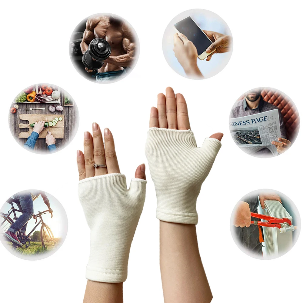 Study Wrist Supports Arthritis Brace Support Palm Hand Latex Elastic Fingerless Gloves Writting Mitten Wrist Guard Gloves