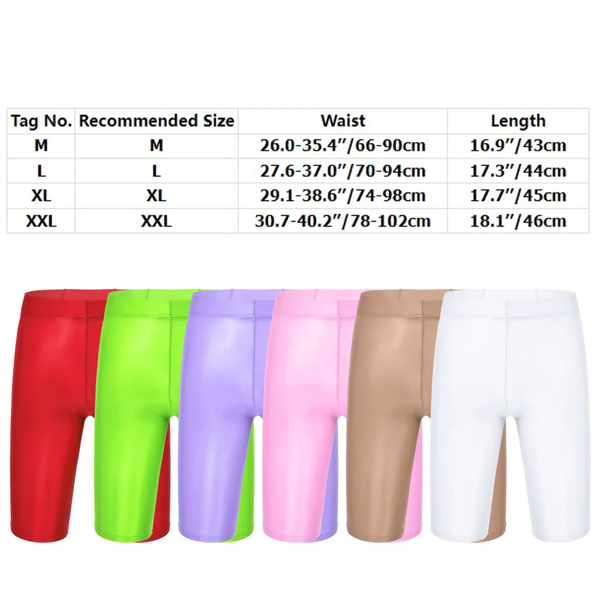 Men Oil Glossy Shorts Swimwear Stretch Mid Waist  Sport Fitness Gym Bottoms Underwear Bulge Pouch Trunks Short Leggings Swimsuit