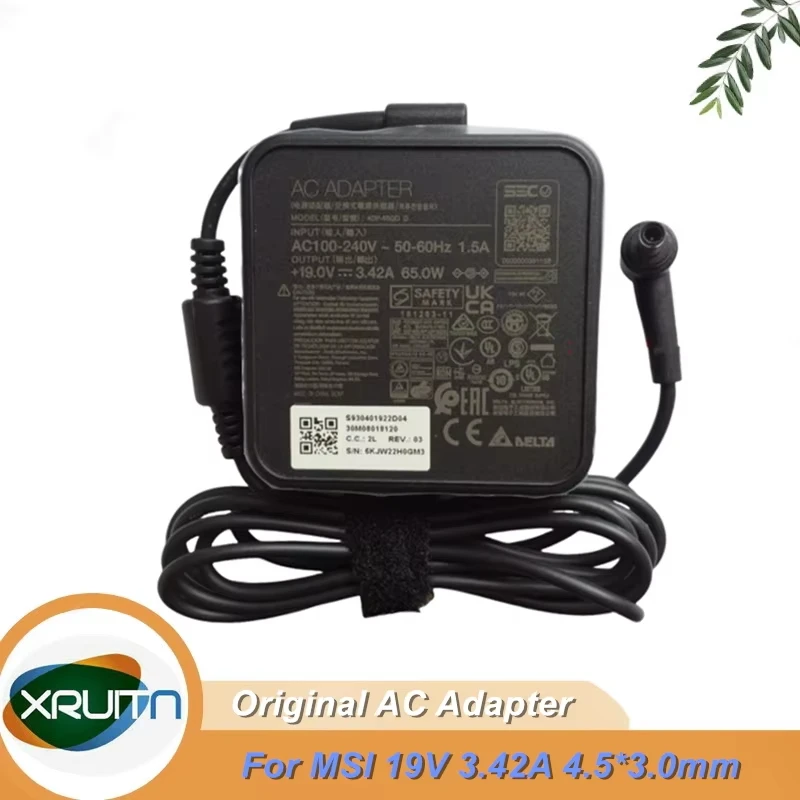 

Genuine DELTA ADP-65GD AC Adapter 19V 3.42A 65W 4.5x3.0mm Power Charger For MSI Modern 15 MS-1552 Modern 14 Laptop S930401922D04