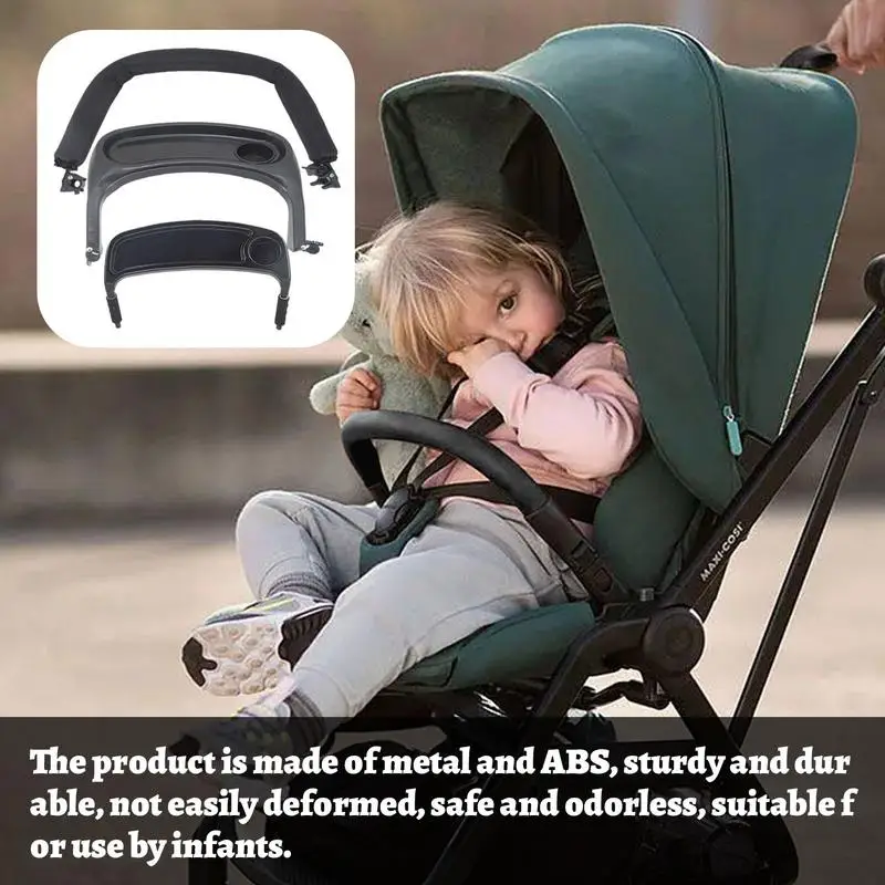 Universal Stroller Dinner Plate Stroller Accessories Armrest Cup Holder Adjustable Stroller Bumper Bar Stroller Snack Holder