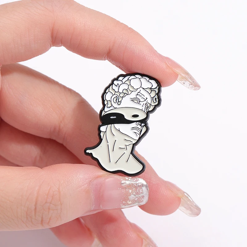 Van Gogh Plaster Statue Enamel Pins Custom Sculpture Art Brooches Lapel Badges Funny Jewelry Gift for Kids Friends