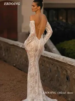 Yeni Nesil Denizkızı Kesimli Dantelli Kalp Yaka, İllüzyon Sırtlı, Kollu, Omuzdan Düşen, Özel Tasarım Gelinlikler Vestidos De Novias 8 best sales Dantel denizkızı gelinlik - №4