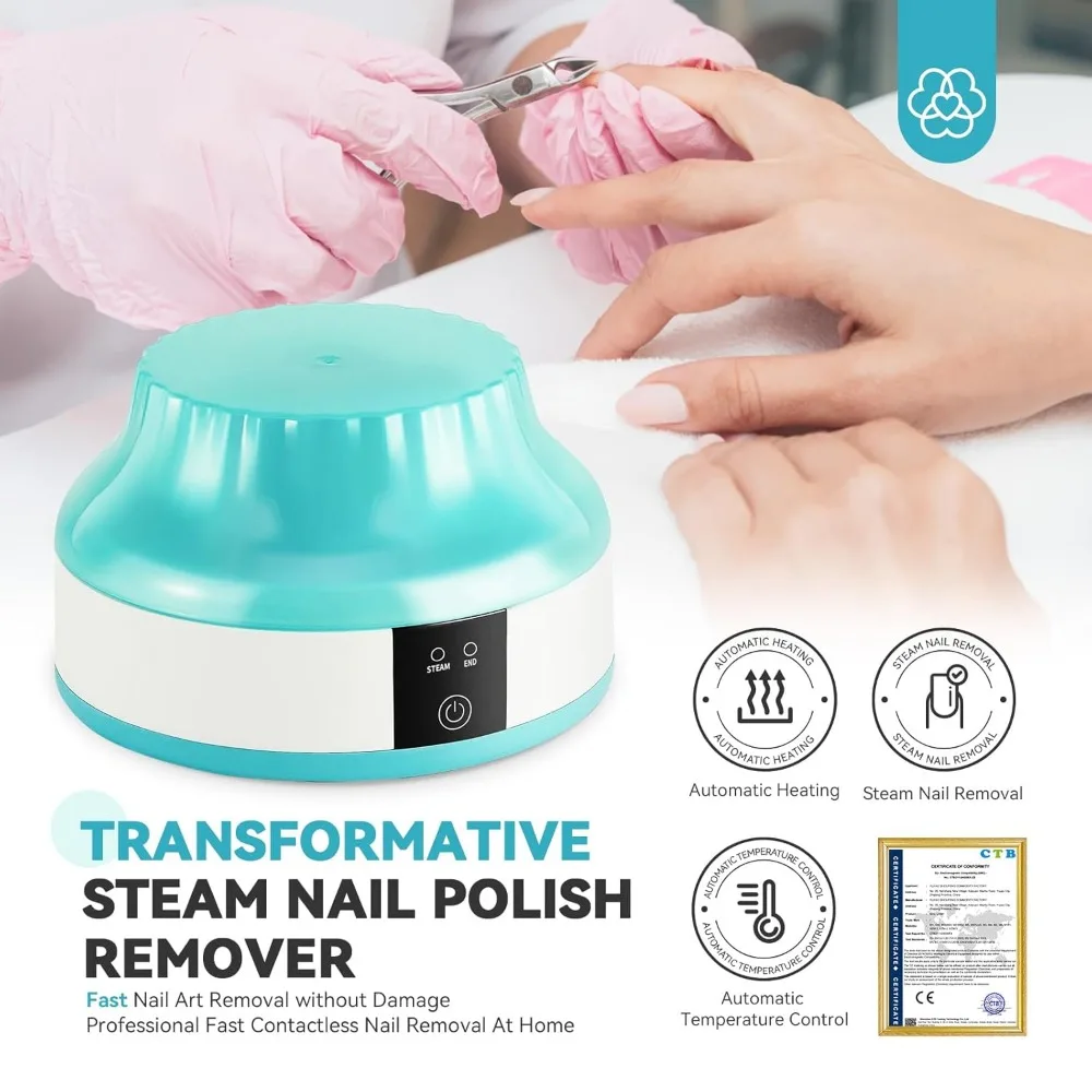 Pro Steam Nail Polish Remover: Nail Soaking Bowl Automatic Heating Gel & Acrylic Removal System for Salon & Home Use​​