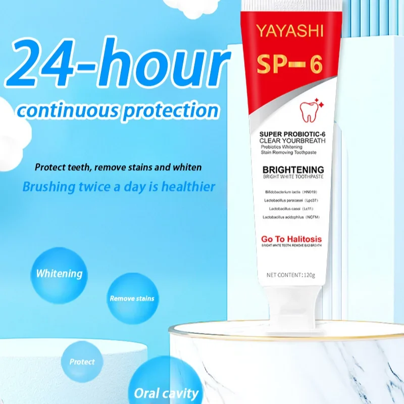 120g Probiotic Toothpaste SP-6 Whitening Tooth Remove Plaque Stains Teeth Whitener Oral Hygiene Clean Fresh Breath Denta