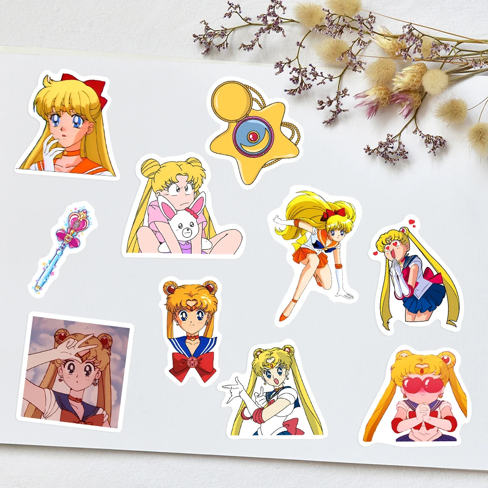 Anime Girl Stickers Kawaii Yellow Hair Girls DIY for Laptop Luggage Phone Scooter Funny Vinyl Decal for Kids Children Waterproof view 4
