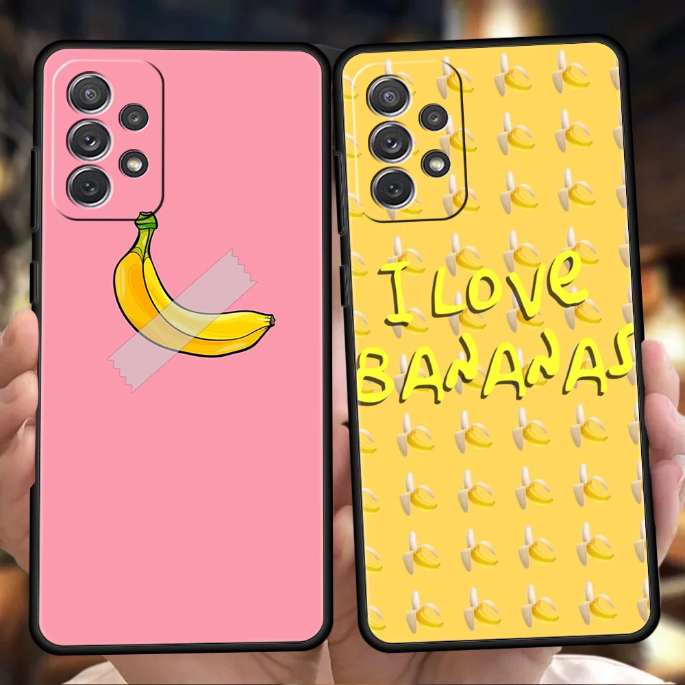 Funny Bite Apple Banana Phone Case for Samsung Galaxy A73 A55 A53 A51 A35 A33 A32 A25 A23 A22 A15 A13 A17 A07 5G Soft TPU Shell