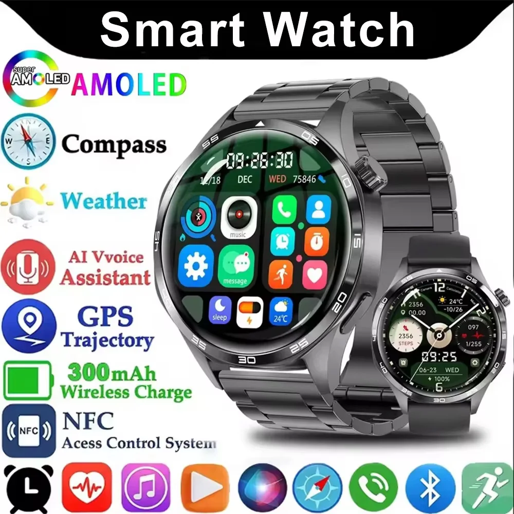

2025 Новые GPS NFC Женские Смарт-часы 360*360HD AMOLED Экран Сердечный ритм Кислород в крови Bluetooth Вызов IP68 Водонепроницаемые мужские умные часы