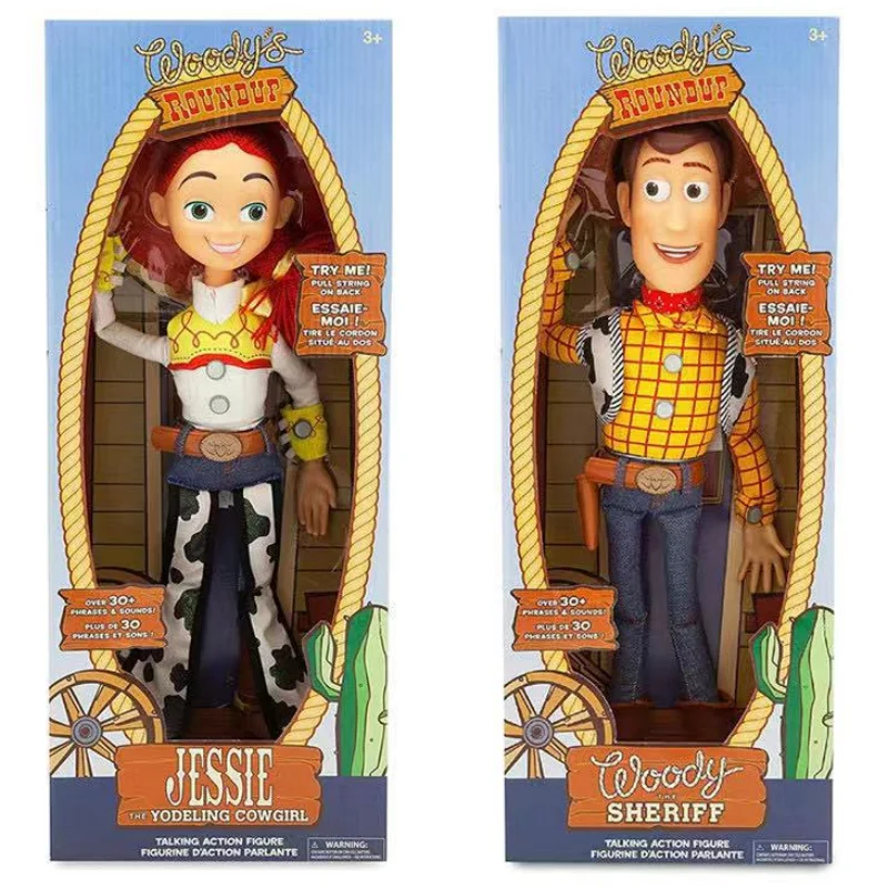 Authentic 40cm Anime Disney Toy Story 4 Figures Talking Woody Buzz Jessie Rex Action Figurines Decor Model Collection  Gift