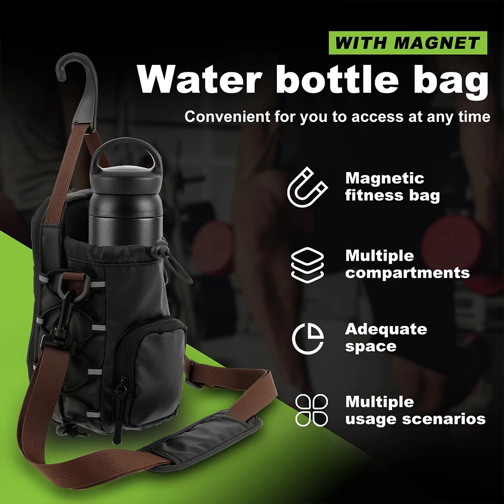 

Magnetic Gym Chest Pouch W/ Bottle Holder Gym Crossbody Bag Gym Bottle Carrier Bag for Men Women Gym Accessories Organizer