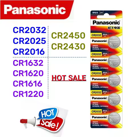 50Pcs Original Panasonic CR2032 CR2025 CR2016 CR1632 CR1616 CR1620 CR2450 CR2430 CR1220 Lithium Battery Batteria