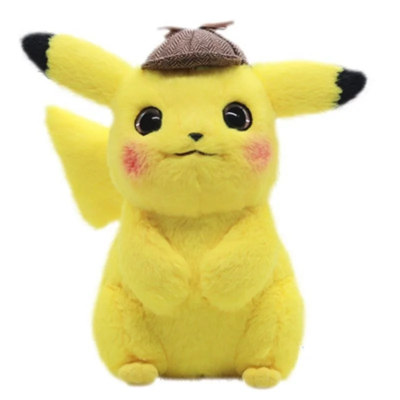 Plush Anime Pokemon Toys Cartoon Detective Pikachu Pikachu Plush Doll Stuffed Kawaii Pokemon Doll Pendant Birthday Gift for Kids