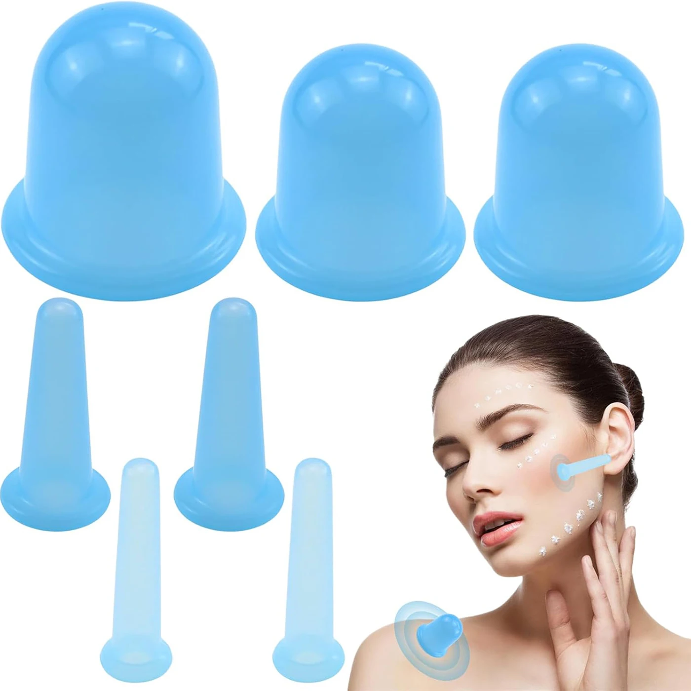 7Pcs Set Silicone Anti Cellulite Cup Vacuum Massage Suction Cups Body Pain Relief Roller Manual Suction Cups Cupping Therapy