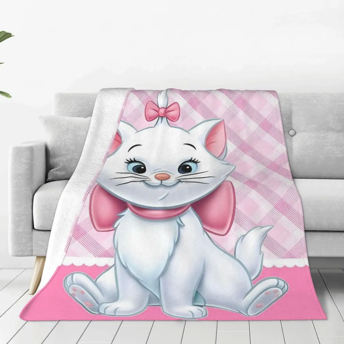 Marie Cat Blankets Animal Cartoon Warm Soft Plush Throw Blanket For Girls Boys Couch Chair Sofa Bed Flannel Bedspread Bed Cover