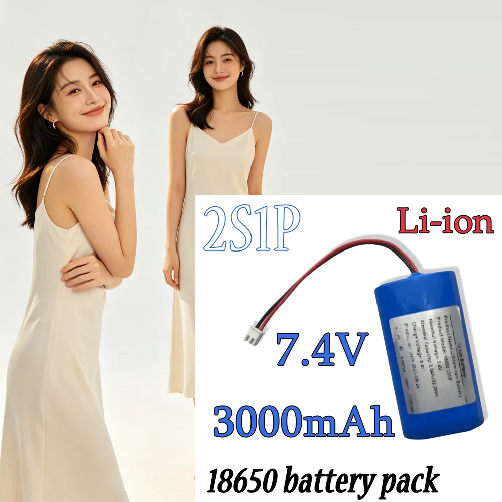 

7.4V 2S1P 18650 3000mAh Lithium Ion Battery Pack XH2.54-2P Plug，Great for Projectors, Speakers, Wireless Monitoring