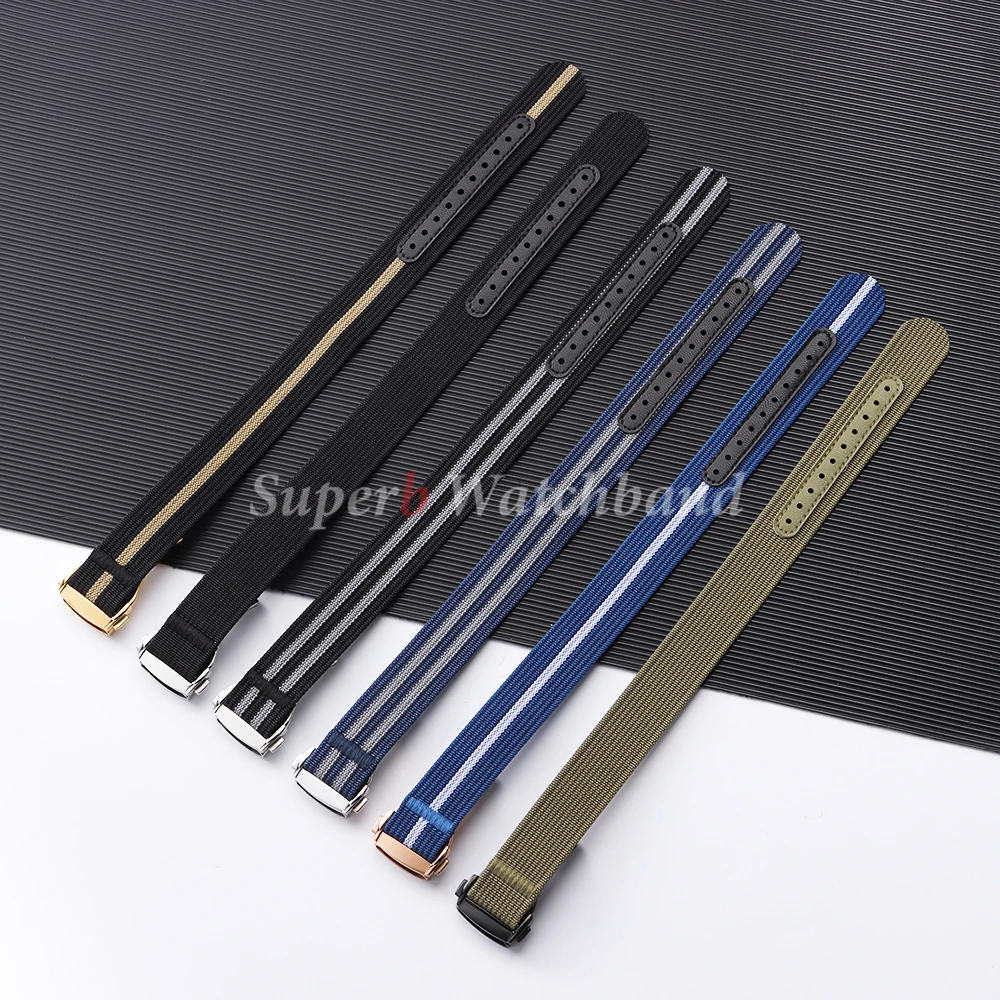 Quality Ribbed Nylon Watch Strap 20mm for Omega for Swatch Folding Buckle Sport Waterproof Watchband Women Men Belt Accessories