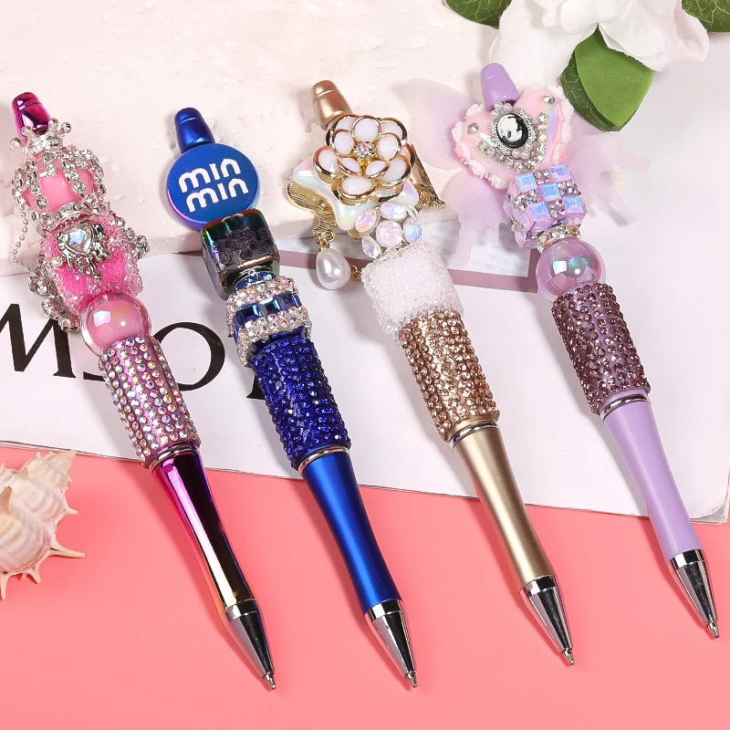 160pcs Handmade Beaded DIY Ballpoint Pen Luxury Diamond Beadable Pens Cute School Office Supplies Stationery Wholesale Pens