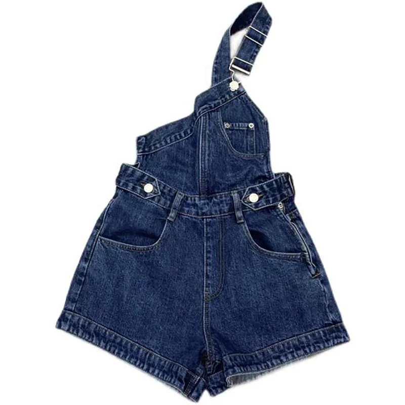 Designe Stijl Mode Denim Bretels Korte Broek Koreaanse Versie Dames Zomer Dunne Populaire Senior Senioren Casual Wijde Pijpen Jumpsuit