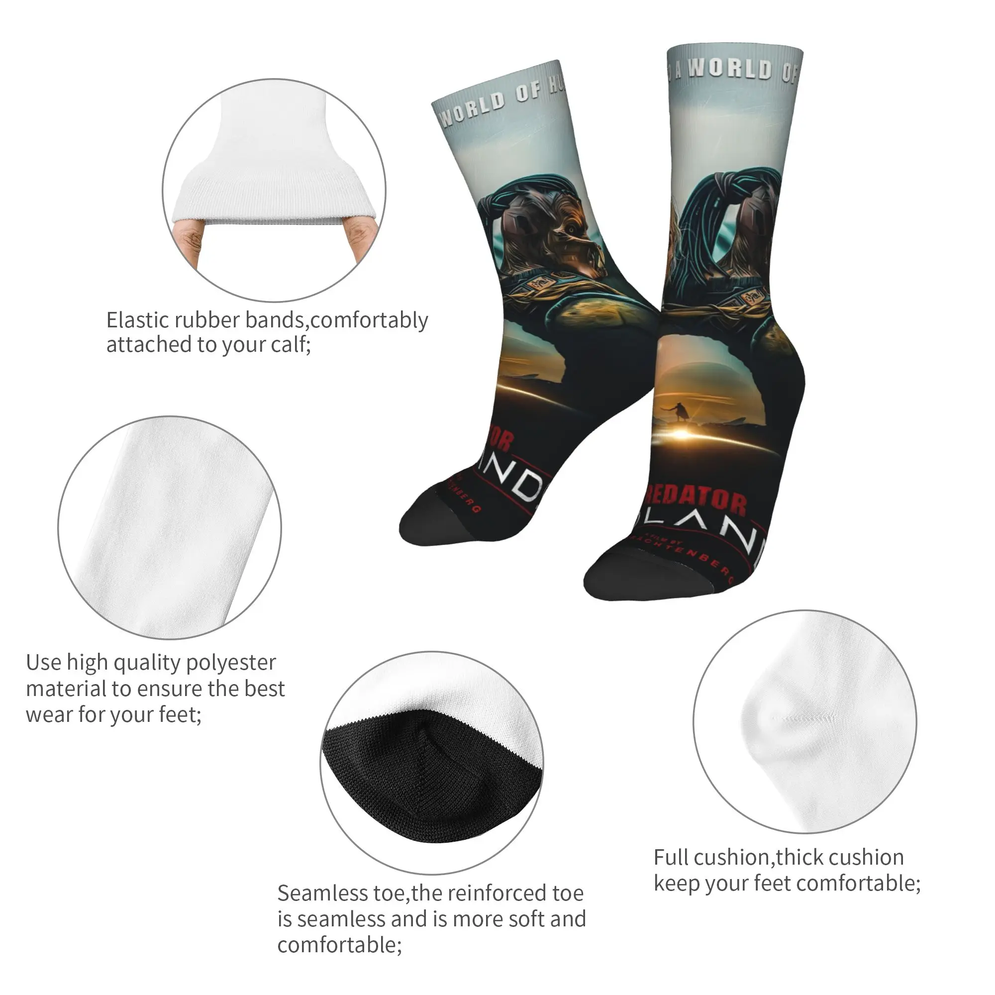 المفترس: ملابس بادلاندز للرجال والنساء، جوارب مرنة برسومات متوسطة، هدايا ناعمة #3