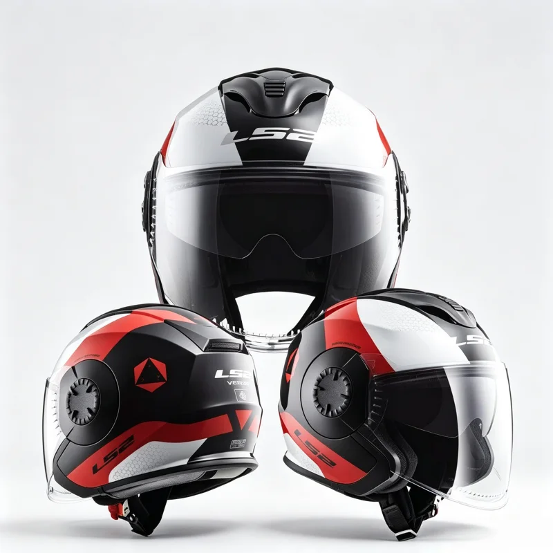 LS2 OF570 VERSO 3/4 Open Face Motorcycle Helmet | All-Season Scooter & Street Riding Gear | Dual Visor, Breathable Ventilation