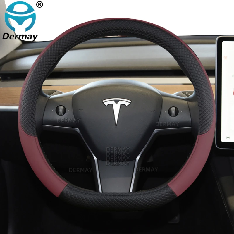 Per Tesla Model 3 2016 2017 2018 2019 2020 2021 2022 2023 9 colori coprivolante per Auto accessori Auto antiscivolo in pelle PU