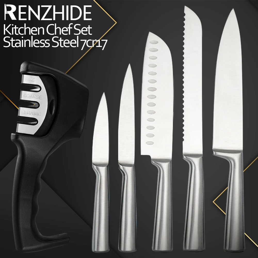 

RZD Knives Set Chef Kitchen Sharpener Tool Cooking Kitchen Santoku Stainless Steel 7cr17 Fixed Blade Paring Fruit Utlity Knife