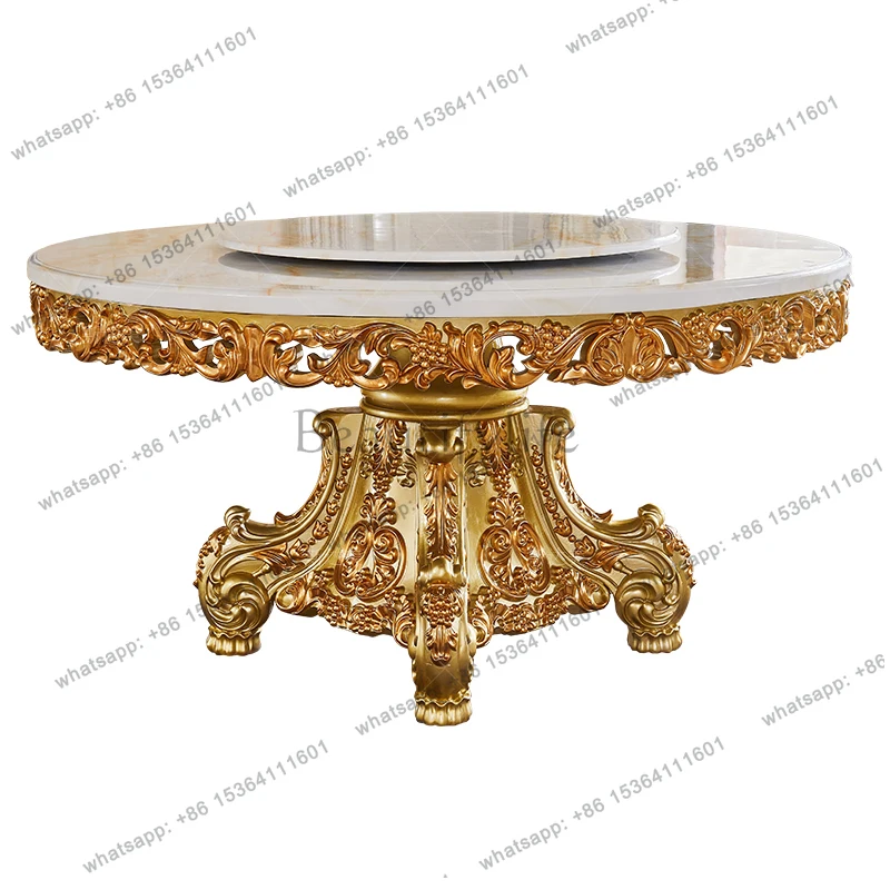 

Villa carved dining table and chair combination luxury home all solid wood dining table 6/8/10