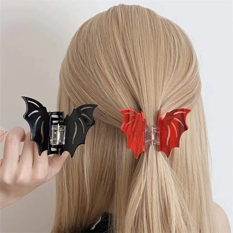 Halloween Asian Hair Accessories Girl Hollow Bat Grab Clip Funny Versatile Ponytail Hair Claw Ball Head Claw Clip Hairpin