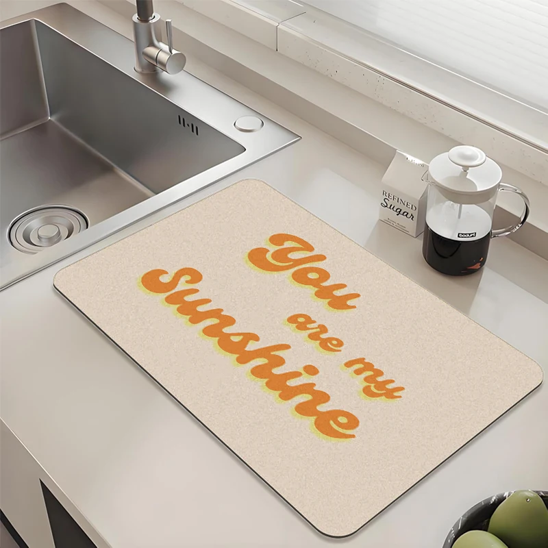 

"You are my Sunshine" Kitchen Drying Mat - Absorbent Non-Slip Quick Dry Pad for Sink Countertop