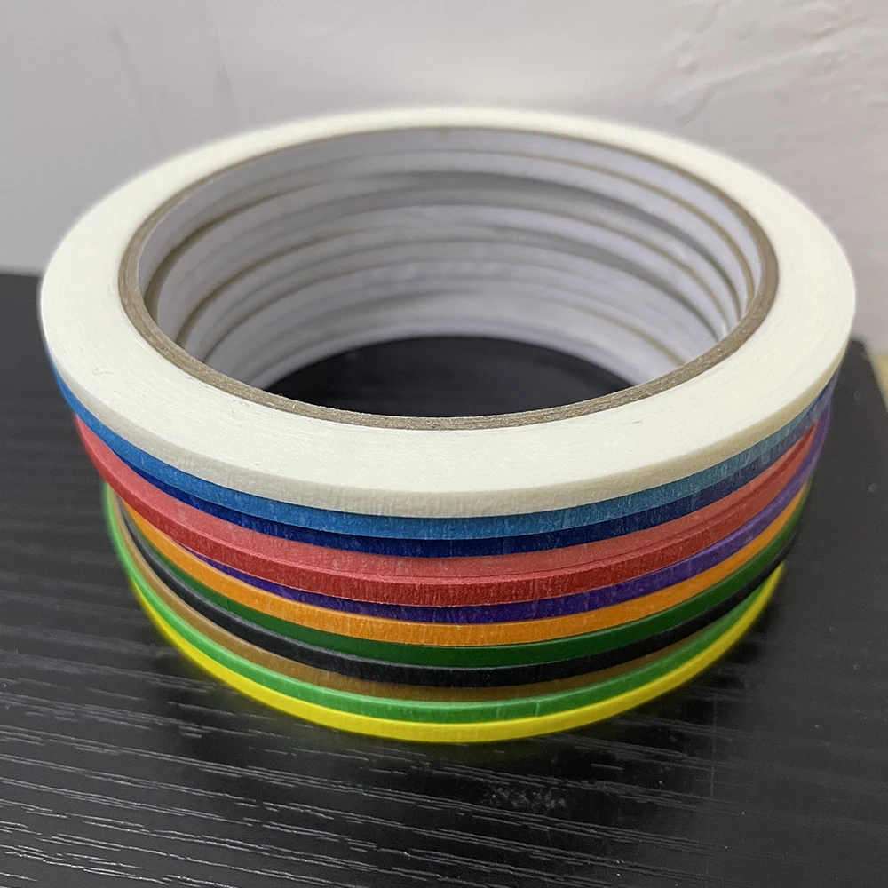 12 Pcs/set Rainbow Solid Color Masking Washi Sticky Paper Tape Adhesive Printing DIY Scrapbooking Deco 3mm Wide 20M Length