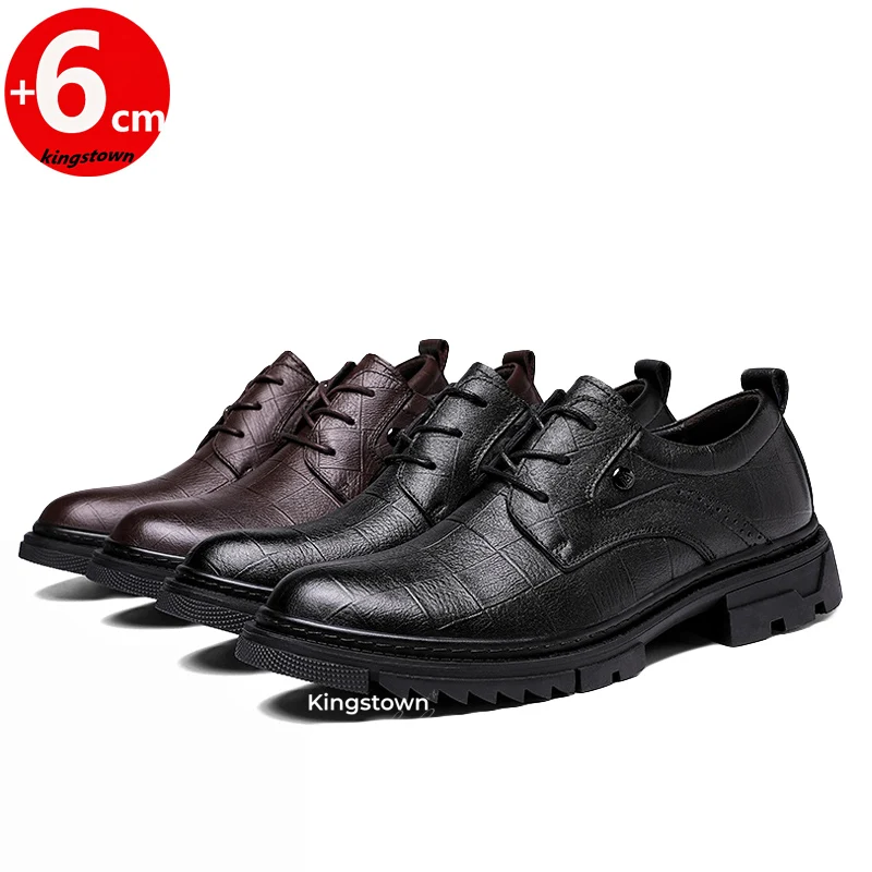 

Men Oxford Leather Loafers Business Elevator Shoes Height Increase 6CM Plus Size 38-47