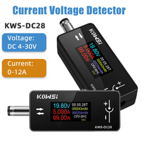 KWS-DC28 4-30V 12A Voltage Current Tester 0.96 inch TFT HD Color Screen Digital Voltmeter Ammeter Power Bank Charger Indicator