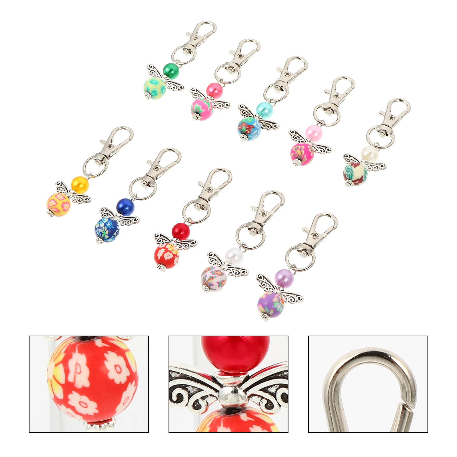 10 Pcs Guardian Angel Keychain Bag Pendant Keychains Ornament Cord Pearl Hanging Abs Baby Seat Liner