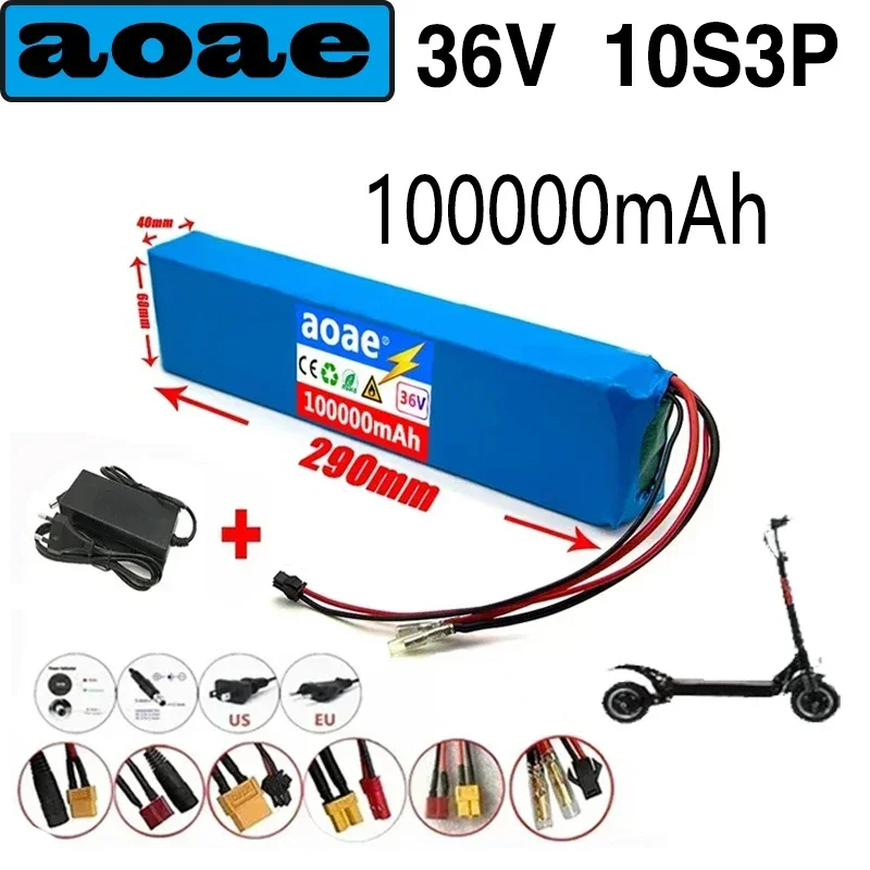 36V 100Ah 18650 Rechargeable Lithium Battery Pack 10S3P 1000W Power Modified Bicycle Scooter Electric Vehicle with BMS