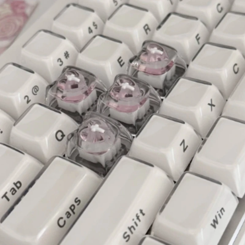 Love Transparent Theme Keycaps Set 3D Resin MOA Profile Custom Original Handmade Arrow Keys Keycaps for Mechanical Keyboard DIY