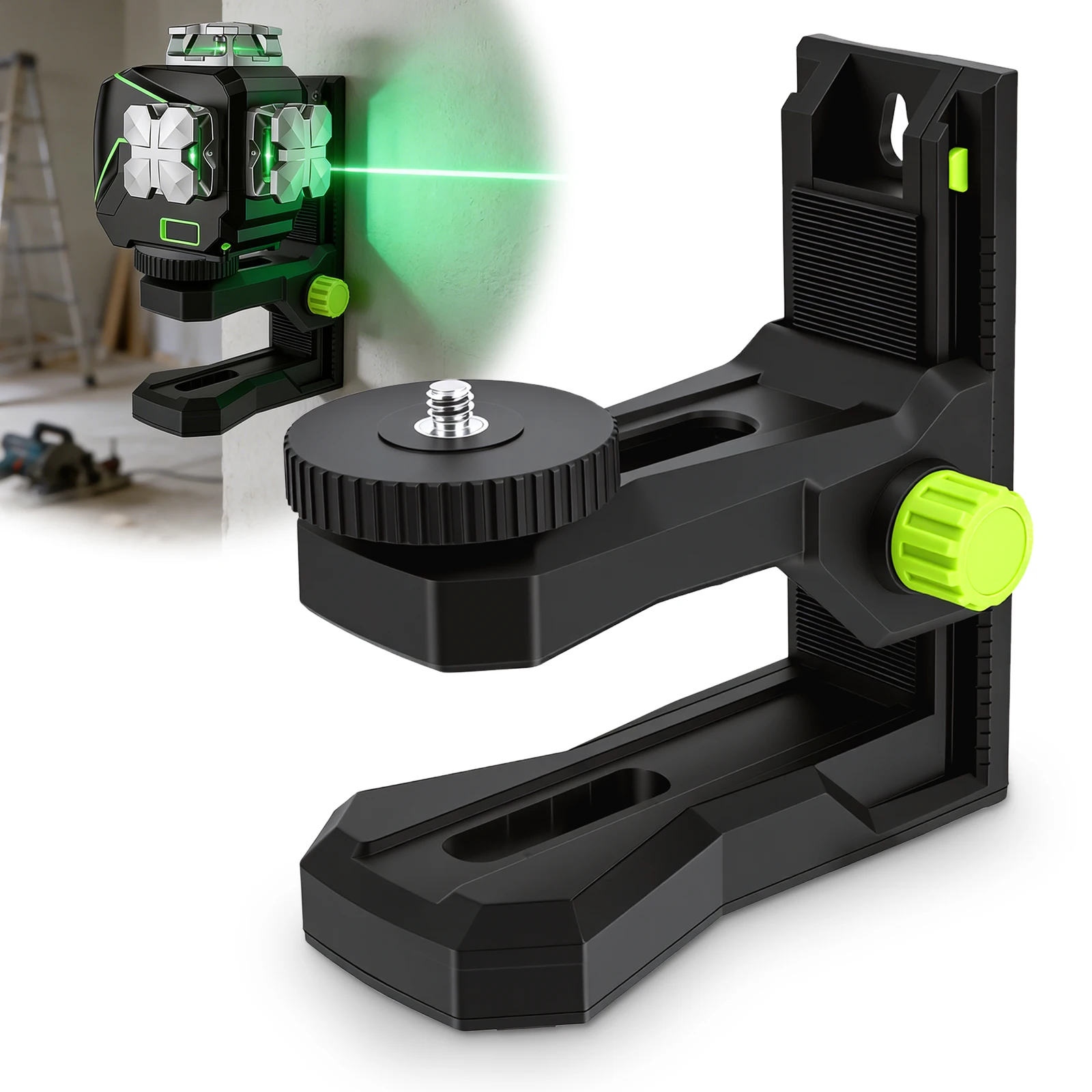L-vormige magnetische beugelbasis voor laserniveau, 1/4''-20 laserniveau-statief met schroefdraad 360° °   Horizontale rotatie hoogteverstelling - afbeelding 2