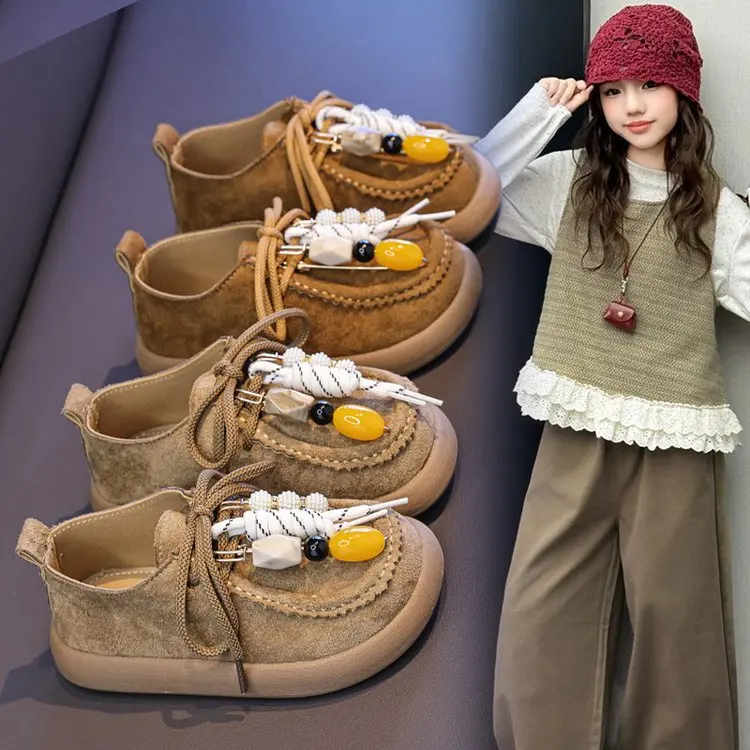 

Kids Casual Leather Shoes for Girls 2025 New Autumn Toddler Walking Flats Soft Sole Breathable Korean Style School Outdoor Shoes
