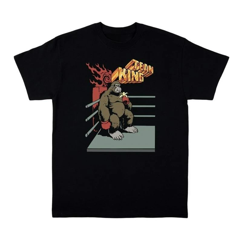 

King Kong Boxer Fun Забавный американский ретро-принт с буквенным принтом и круглым вырезом для мужчин и женщин Свободная езда Удобный большой размер с короткими рукавами