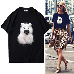 Chunyuyinjia luxury ladies Designer Cute funny Bear 3D Print pattern Short-Sleeve  graphic T-Shirt Black Women Men couple Tee