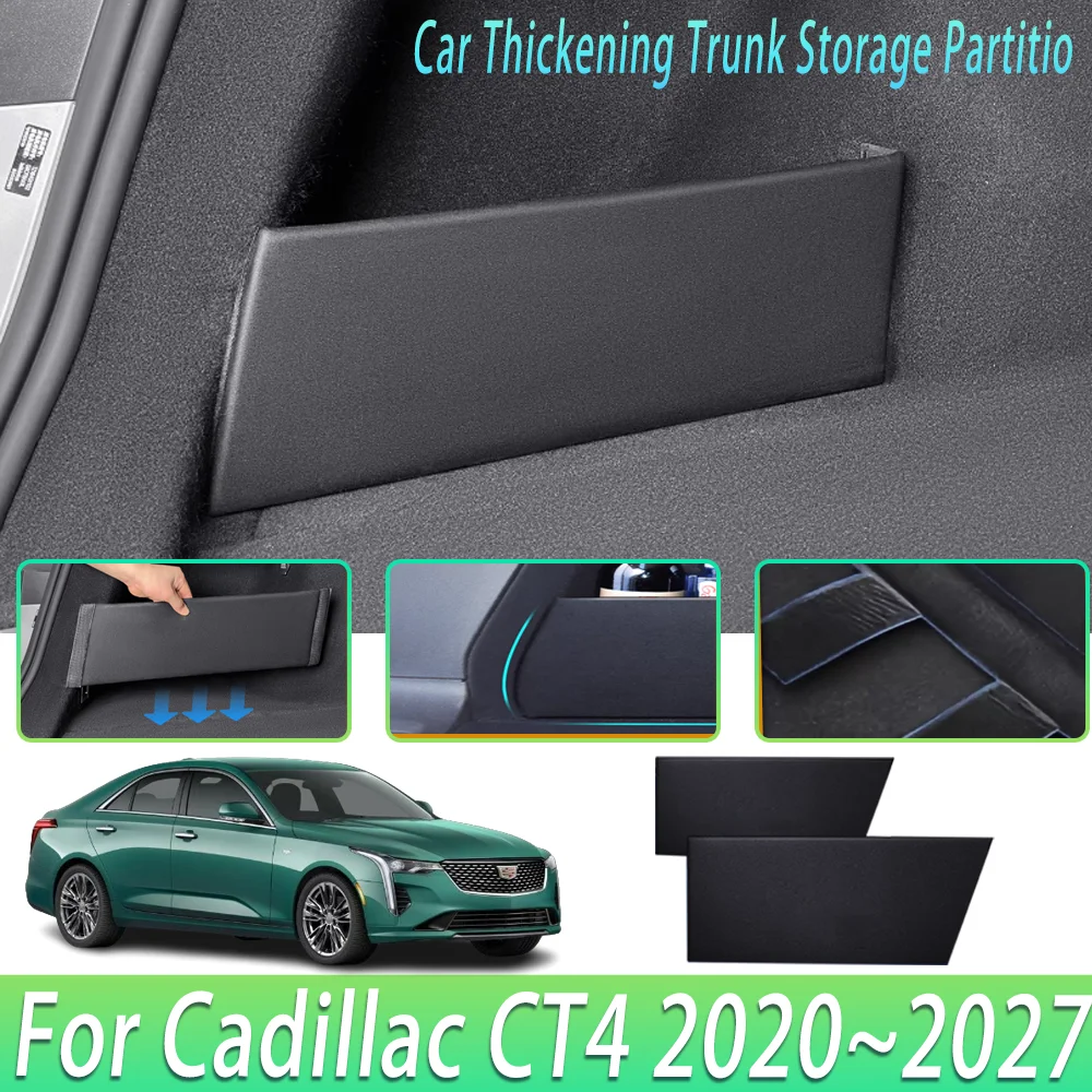 Car Trunk Side Storage Partition For Cadillac CT4 2020~2027 Auto Parts Multifunction Storage Box Organize Interior Accessories