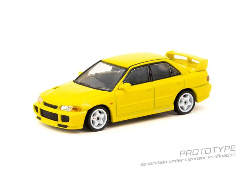 ** Pra-pesanan ** Tarmac Work 1:64 Lancer GSR Evolution III Yellow Diecast Model mobil