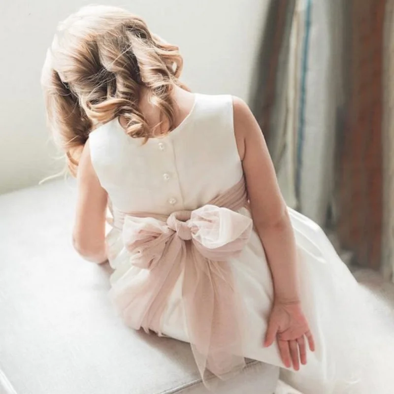 Baby Girl Princess Vintage Dress Sleeveless Infant Toddler Child Gauze Bow Vestido Summer Party Pageant Birthday Baptism 1-12Y