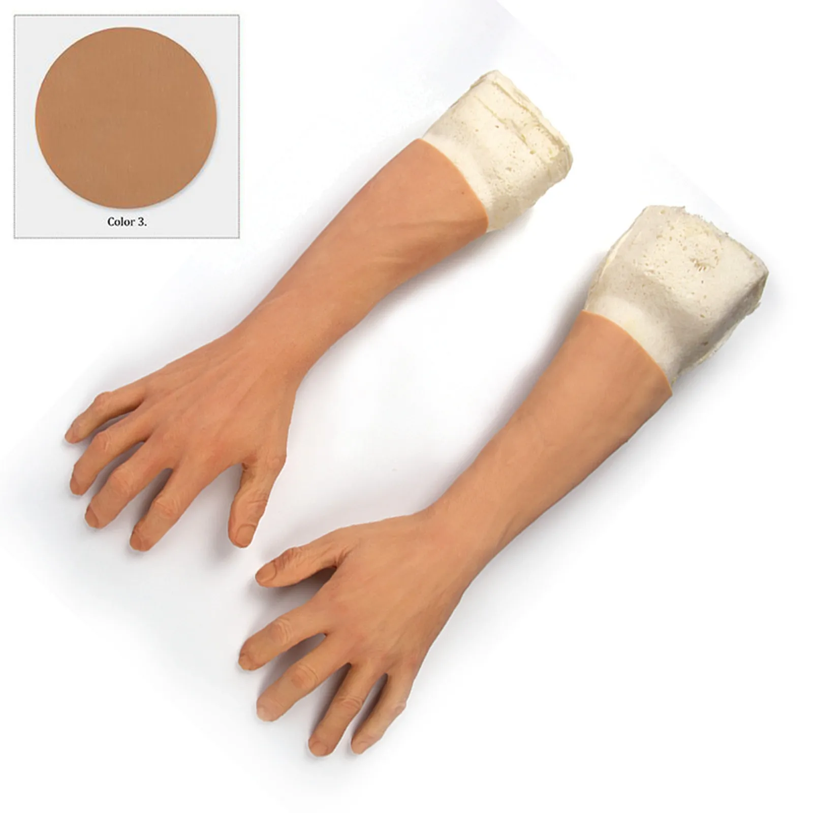 Realistic Silicone Gloves Simulation Male Prosthesis Hands Cover Artificial Skin Sleeve Arm Fake Injuries Hide Scars Tattoos