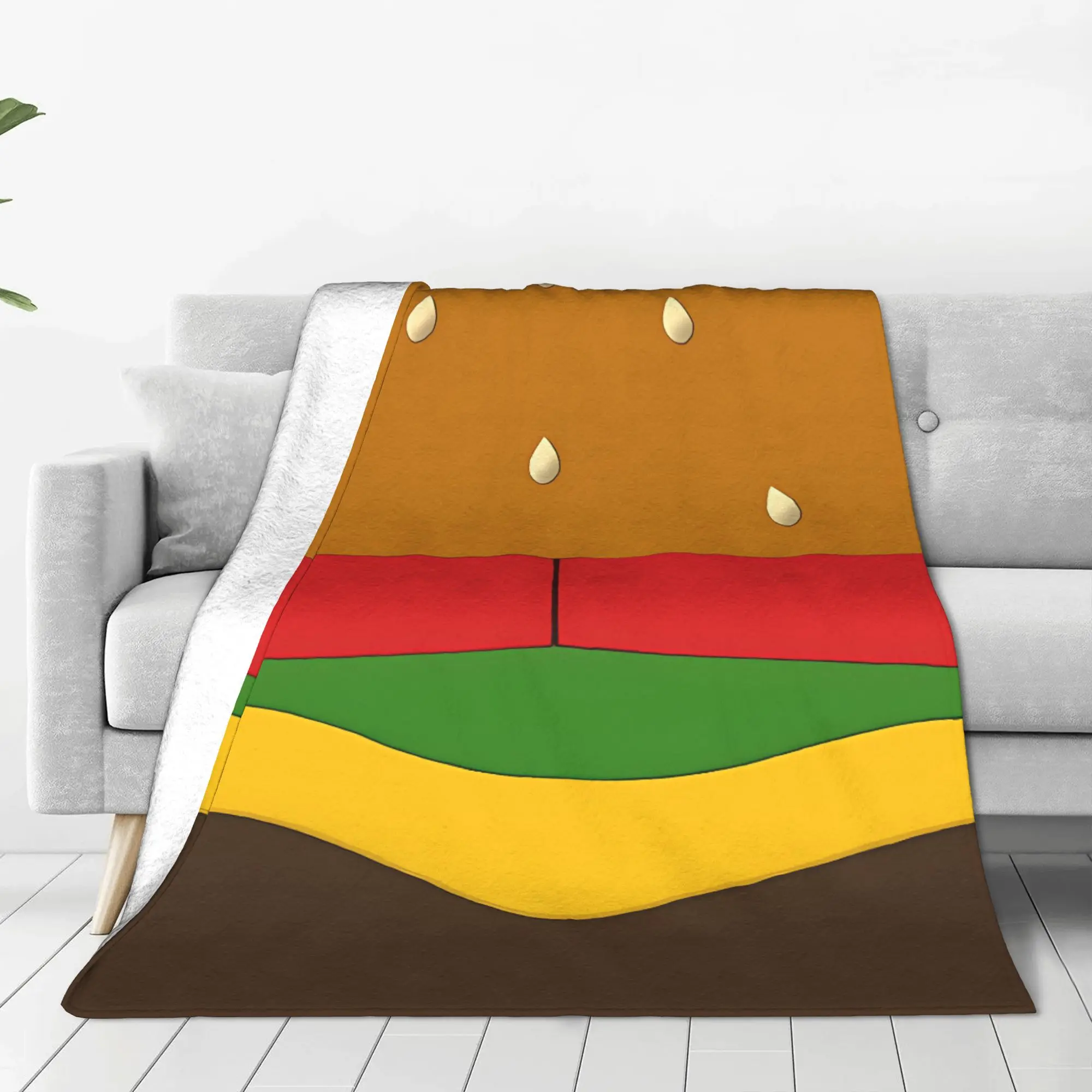 1PC Home Cutecore Cheeseburger Hamburger Blanket Super Cosy Plush Home Living Room Sofa Halloween