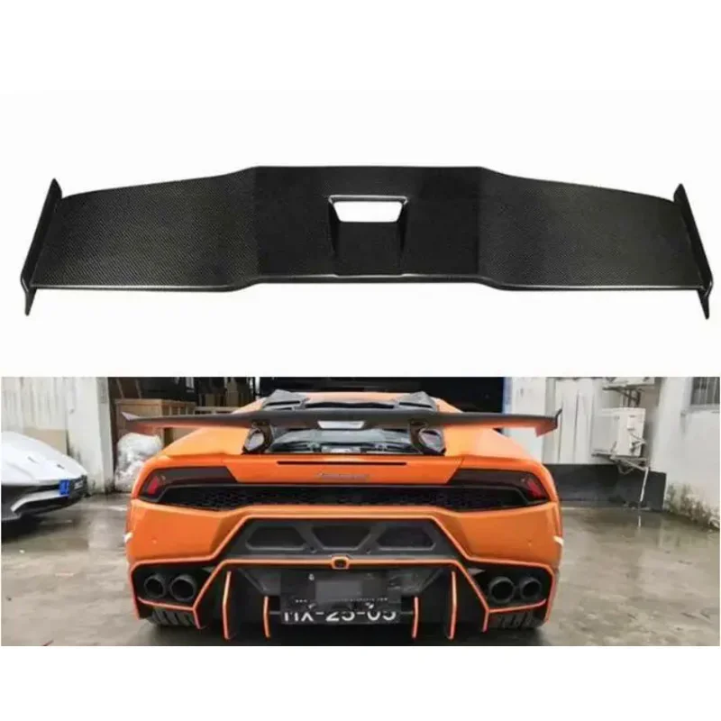 Real DRY Carbon Fiber Car Rear Wing Trunk Lip Spoiler For Lamborghini Huracan LP580 LP610 2014 2015 2016 2017 2018 2019 2020