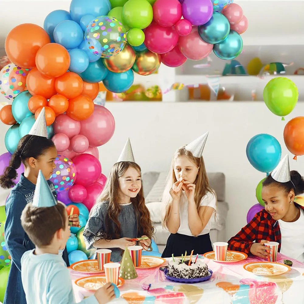 Multi-Color Neon Balloon Arched Garland Set, Various Colors Blue Purple Orange Green Pink Green Gold Rainbow Balloon Garland, Colorful Balloon Arch