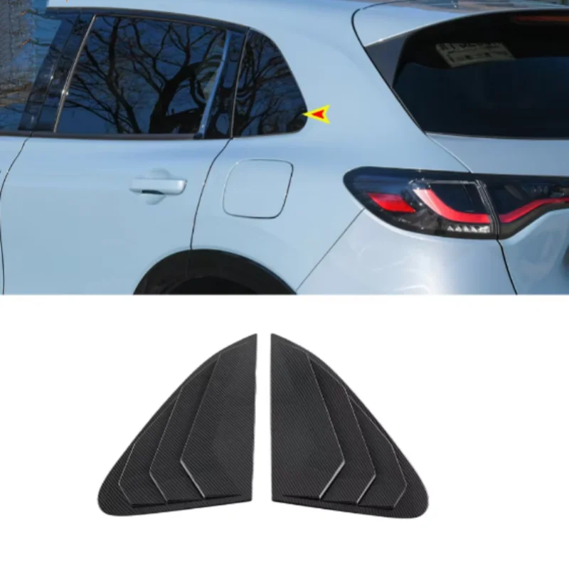 For Honda ZR-V ZR-V Accessories 2022-2024 Car Rear Spoiler Wing Side Window Triangle Trim Cover Trim ABS Carbon Black Trim 2pcs