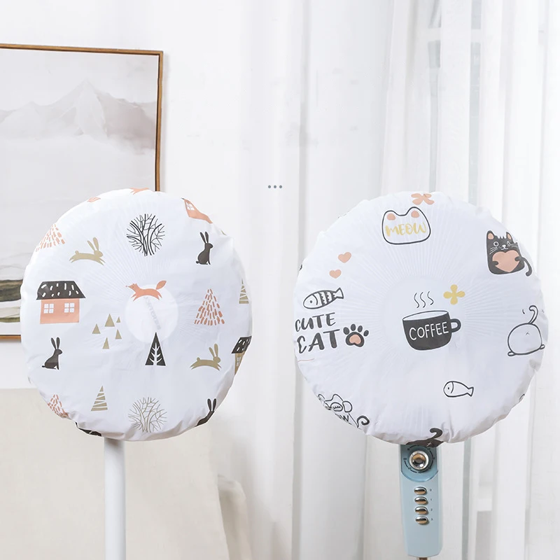 1pc Cute Printed Electric Fans Round Dustproof Cover Safety Protection Household Dust Cover Diameter 45cm Home storage Bag