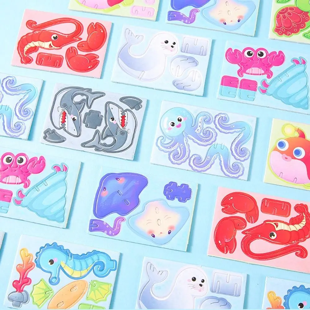 10pcs Funny 3D Sea Animals Paper Jigsaw Puzzles Cognitive Jigsaw Puzzle Children's Early Education Learning